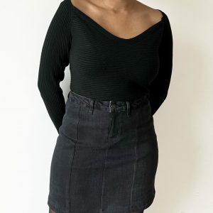 Jupe droite en jean noir – 38