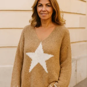 Pull Stella Cozy Grosse Étoile Maille Fluffy – Coupe Loose – Made in Italy 38-48