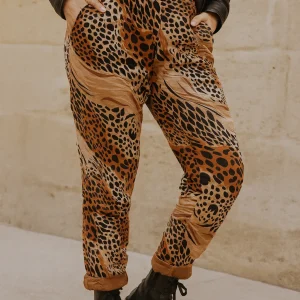 Pantalon Claudia Sauvage & Confo – Suédine Motif Animalier – Made in Italy 38-44