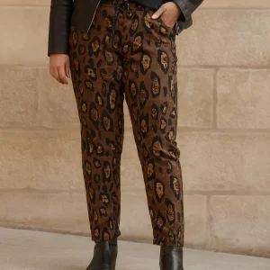 Pantalon Claudia Léopard Gold – Suédine Douce Cordon Brillant – Made in Italy 38-44