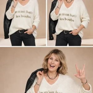 Pull Je m'en bats les boobs – Humour Cocoon Oversize – Made in Italy 36-52