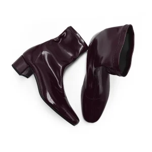 Stivaletti melanzana in vernice a calza elasticizzata