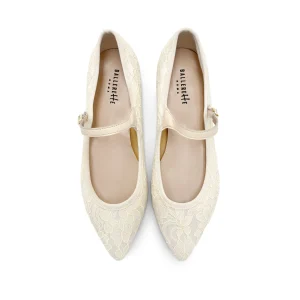 Ballerine Mary Jane bianche avorio da sposa in pizzo