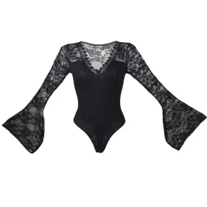 Body Dentelle Noir Manches Longues