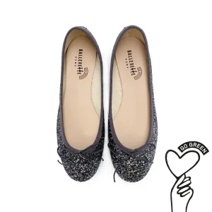 TT GO GREEN Collection - Ballerine glitterate ferro in tessuto ECO