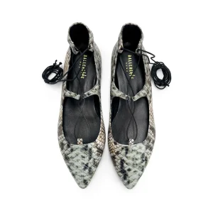Ballerine con lacci alla schiava animalier pitonate