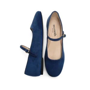 Ballerine blu in velluto con cinturino