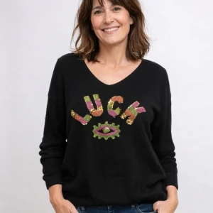 Pull Luck – Maille Douce Message Positif – Made in Italy 36-44