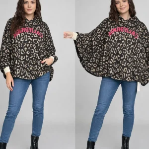 Sweat California Rose Fluo – Manches Chauve-Souris Paillettes – Oversize – Made in Italy 36-54