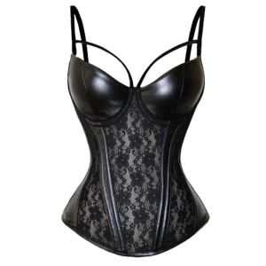 Corset Cuir Dentelle