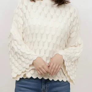 Pull Élise Maille Écailles Chic – Manches Évasées – Made in Italy 36-46