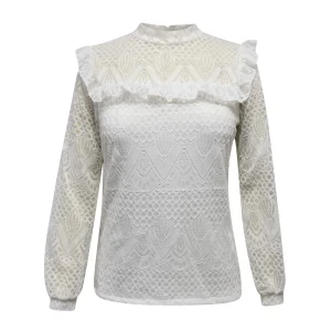 Haut Dentelle Col Montant