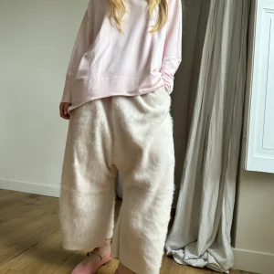 Pantalon « GASTON » tissu laineux écru