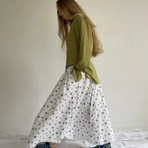 Jupe « AMBRE » coton fleuri plumetis