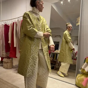 Veste longue « CLAUDE » brocart de soie