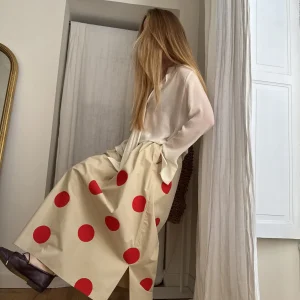 Jupe « AMBRE » gabardine sable peinte main