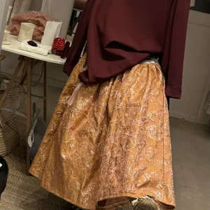 Jupe « AMBRE » brocart de soie fleuri