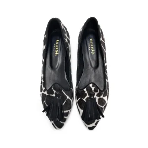 Mocassini donna animalier in cavallino maculato bianco e nero