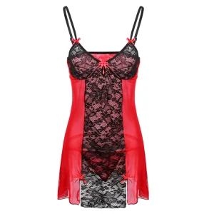 Nuisette Courte en Dentelle Grande Taille