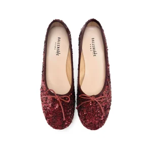 Ballerine accollate con paillettes rosse bordeaux