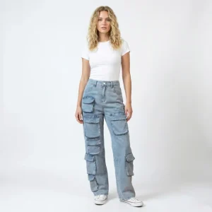 Pantalon jean cargo femme