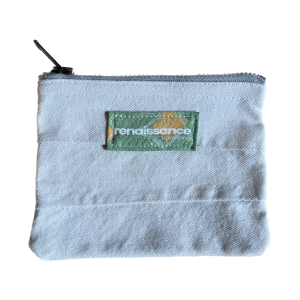 Porte-monnaie blanc ~ zip bleu