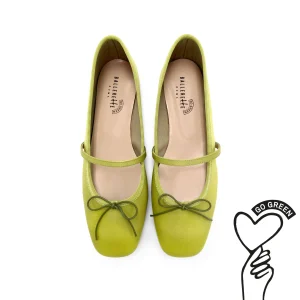 TT GO GREEN Collection - Ballerine Mary Jane verdi lime in raso ECO
