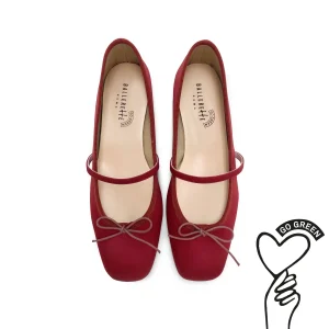 TT Go Green Collection - Ballerine Mary Jane bordeaux in raso eco