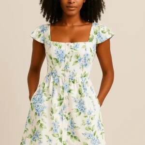 Robe Femme Mini Blanche Imprimé Floral