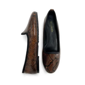 Slippers in pelle stampa animalier marrone