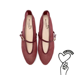 TT GO GREEN Collection - Ballerine mesh trasparenti prugna in tessuto ECO a rete con cinturino