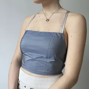 Top à lacets bleu nuit – S