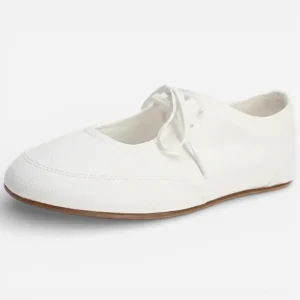 Mocassins Femme en Cuir Blanc Souple à Lacets