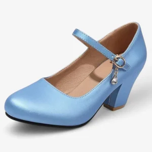 Mocassins Femme Bleu Marine à Talon