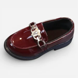 Mocassins Enfant en Cuir Verni Bordeaux