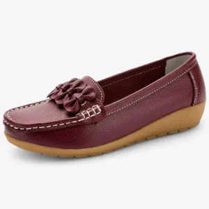 Mocassins Femme en Cuir Bordeaux