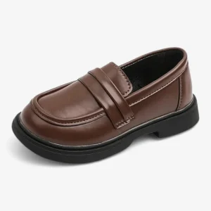 Mocassins Enfant en Cuir Marron Penny Loafer