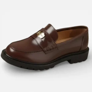 Mocassins Femme en Cuir Marron Penny Loafer