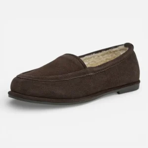 Mocassins Femme en Laine Marron à Fourrure
