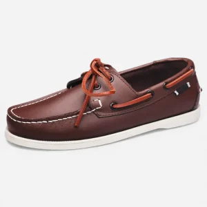 Mocassins Homme Bateau en Cuir Marron