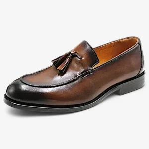 Mocassins Homme Cuir Marron à Gland