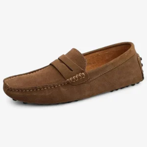 Mocassins Homme en Daim Marron Souple