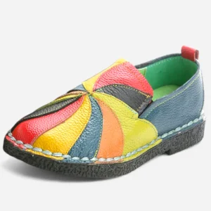 Mocassins Femme Slip-On en Cuir Multicolore