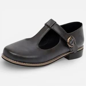 Mocassins Noirs Femme à Sangle