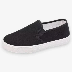 Mocassins Femme en Toile Noir Antidérapant