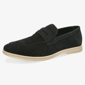 Mocassins Homme en Daim Noir Penny Loafer