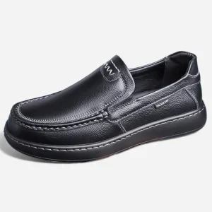 Mocassins Homme Slip-On en Cuir Noir Souple