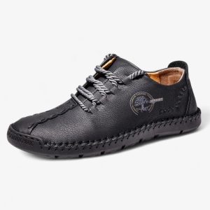 Mocassins Homme en Cuir Noir Casual à Lacets