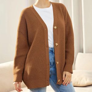 Cardigan col V maille femme ajustée élégance minimaliste MAX FOR ME