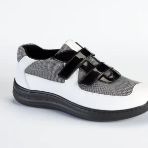 Basket Orthopédique Femme ADOUR Blanc et Noir Vernis